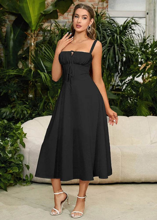 Sweet Solid Sleeveless Bandage Dress - Stylbelle