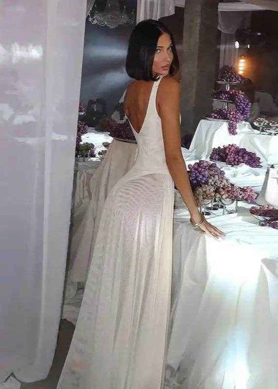 Mesh Maxi Dress with Bodysuit – See-Through Chic - Stylbelle