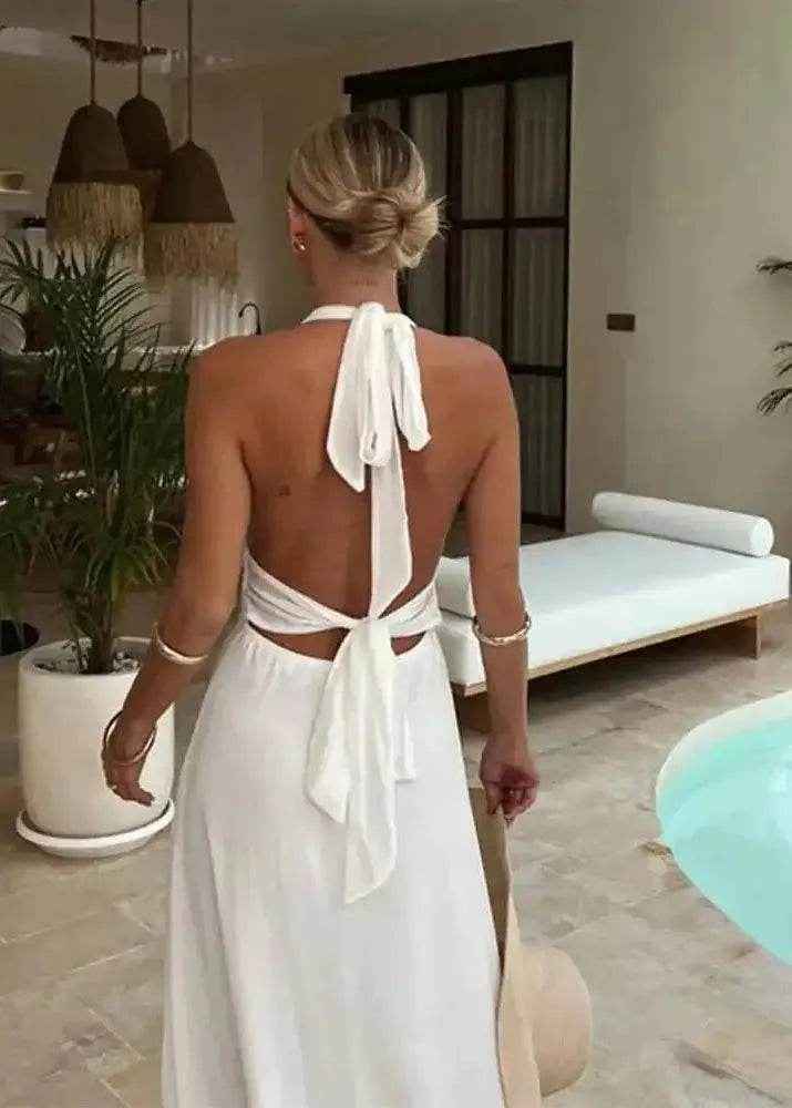 Halter Backless Maxi Dress – High Slit Sleeveless Summer Clubwear - Stylbelle