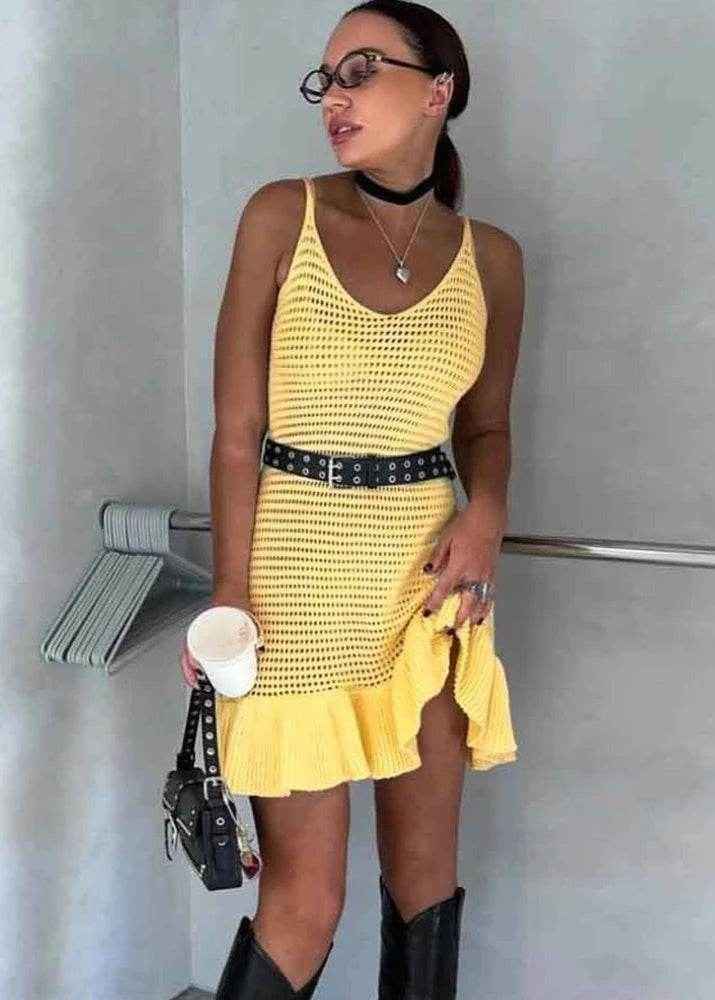 Knit Ruffle Mini Dress - Stylbelle