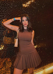 Cutout Pleated Mini Dress