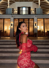 Lace Halter Prom Dress