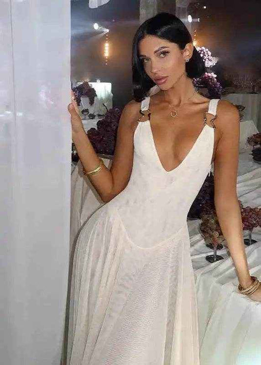 Mesh Maxi Dress with Bodysuit – See-Through Chic - Stylbelle
