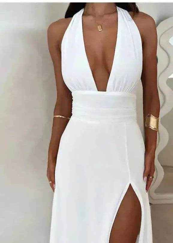 Halter Backless Maxi Dress – High Slit Sleeveless Summer Clubwear - Stylbelle