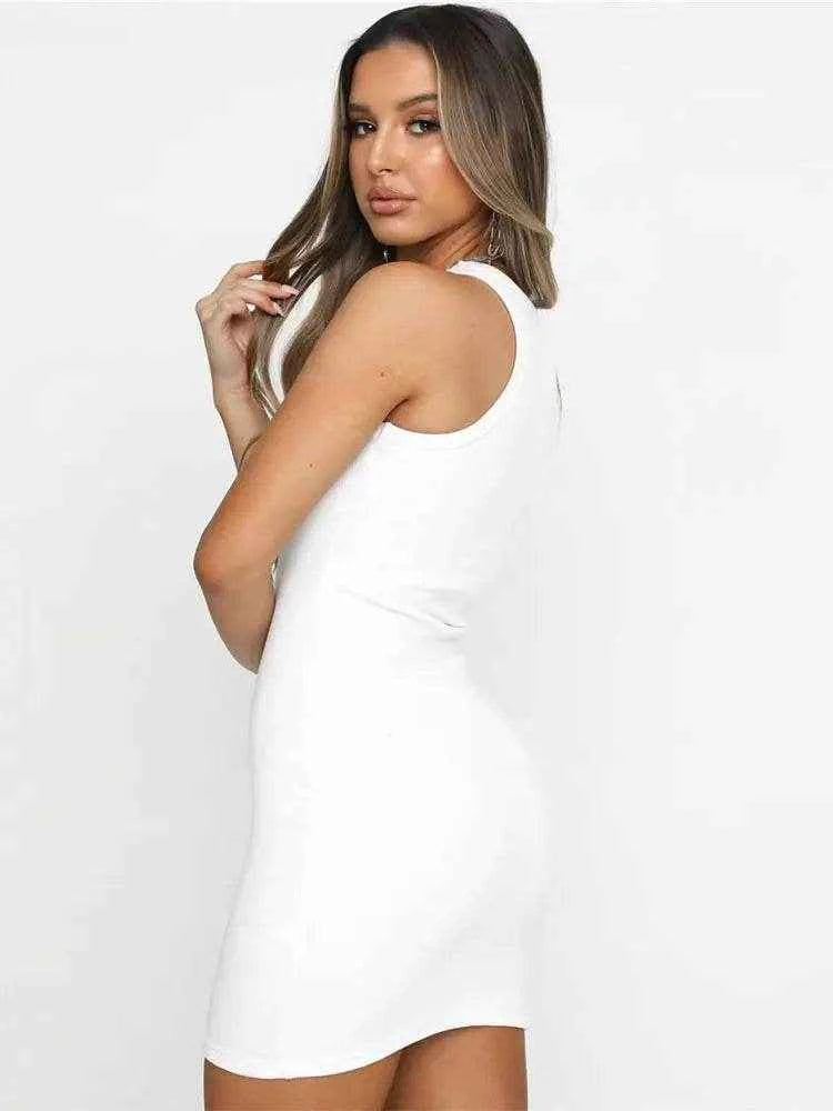 Ribbed Vest Mini Dress – Solid Tight Party Fit - Stylbelle