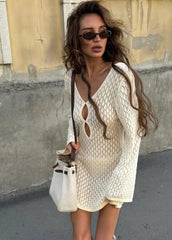 Knitted Plaid Mini Dress