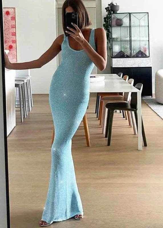 Sequin Off-Shoulder Maxi Dress - Stylbelle
