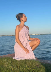 Pleated Halter Maxi Dress