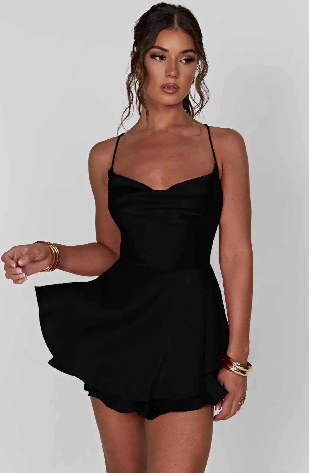 Solid Suspender Dress Set – Sleek Fit & Style Combo - Stylbelle