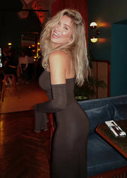 Off-Shoulder Long Sleeve Maxi Dress