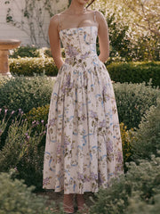 Elegant Floral Spaghetti Strap Maxi Dress
