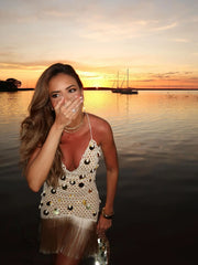 Shimmer Knit Mini Dress