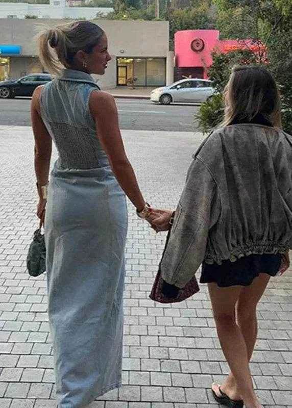Denim Skinny Maxi Dress - Stylbelle
