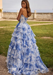 Printed Strapless Maxi Dress