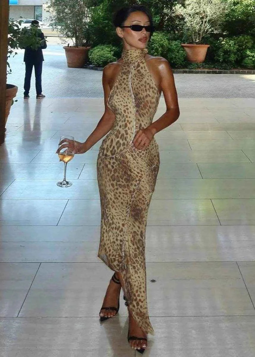 Savage Allure Leopard Halter Maxi Dress - Stylbelle