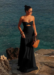 Strapless Hollow Maxi Dress