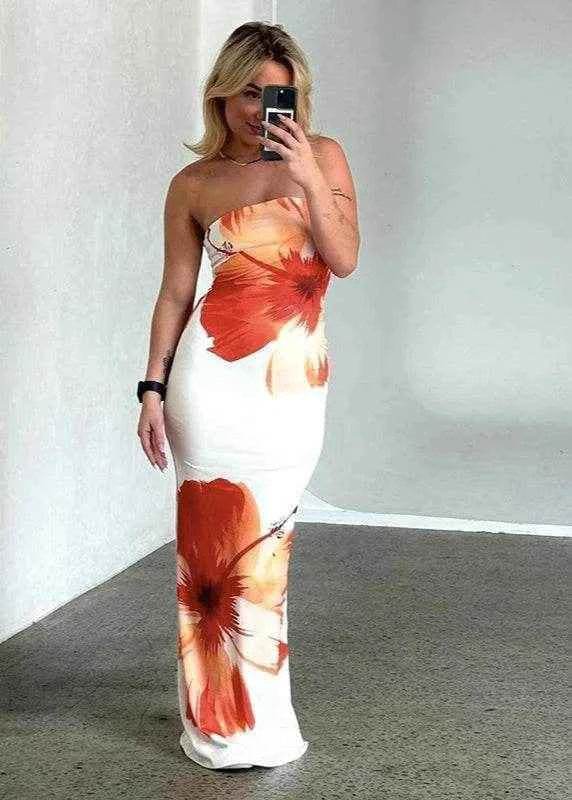 Floral Strapless Maxi Dress - Stylbelle