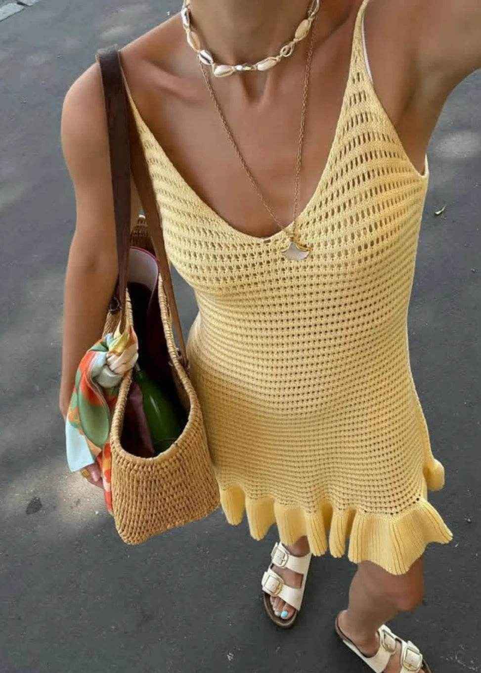 Knit Ruffle Mini Dress - Stylbelle