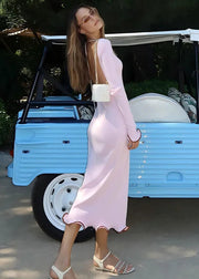 Ruffled Knit Midi Dress