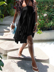 Chiffon Pleated Halter Dress