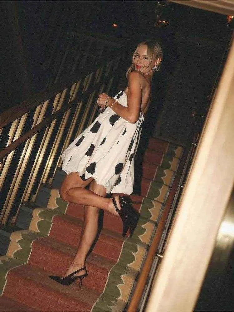 Polka Dot Strapless Mini Dress - Stylbelle