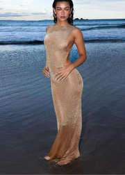 Sheer Glitter Split Dress