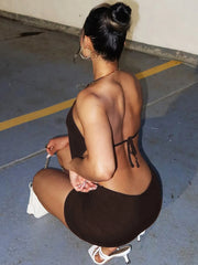 Metallic Halter Mini Dress