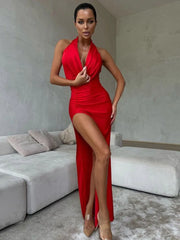 High Split Satin Maxi Dress