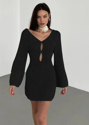 Knitted Plaid Mini Dress