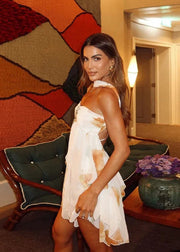 Printed Ruffle Mini Dress