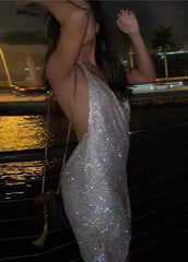 Crystal Rhinestone Halter Dress