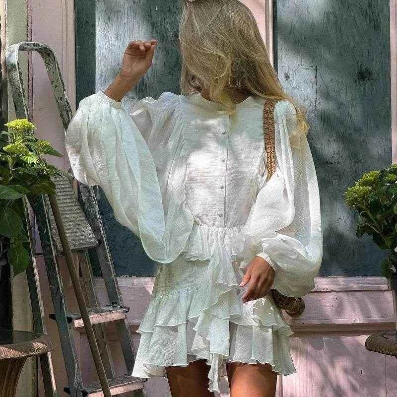 Elegant Floral Ruffle Mini Dress - Stylbelle