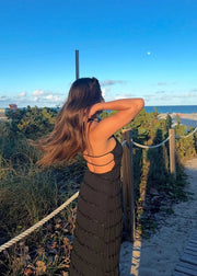 Ruffled Backless Maxi Dress