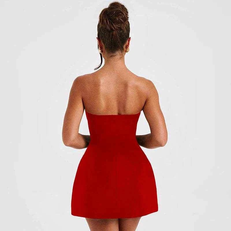Strapless A-Line Club Dress – Sleek & Elegant - Stylbelle