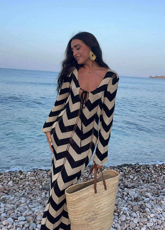 Women's Striped Knit Maxi Dress - Stylbelle