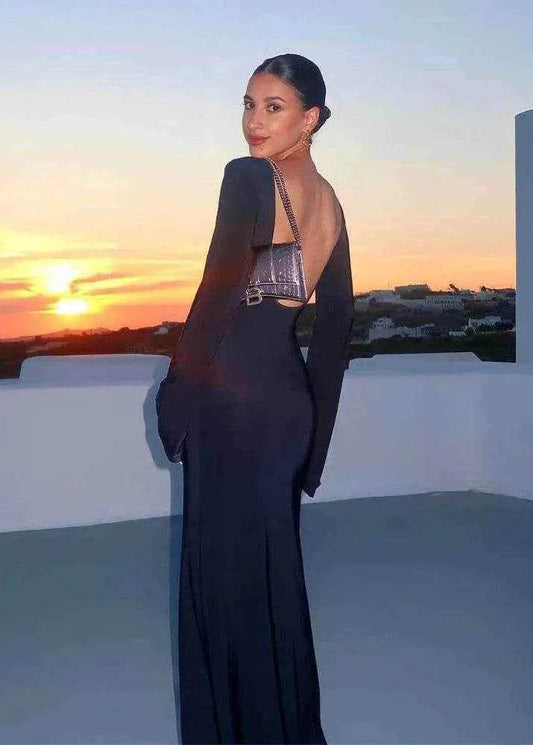 Chic Long Sleeve Wrapped Maxi Dress - Stylbelle