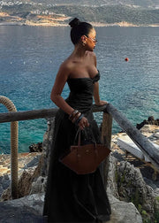 Strapless Hollow Maxi Dress