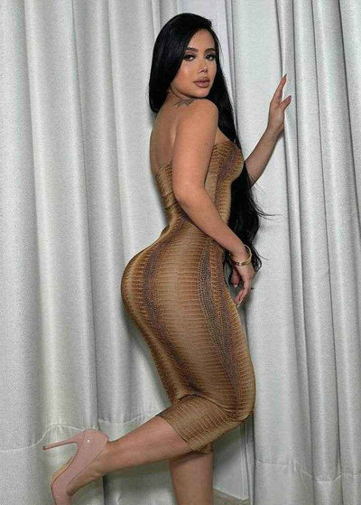 Gradient Strapless Ring Detail Dress - Stylbelle