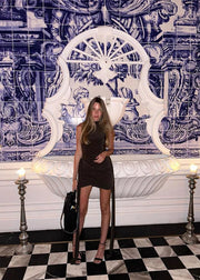 Turtleneck Ruched Mini Dress