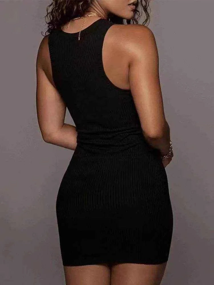Ribbed Vest Mini Dress – Solid Tight Party Fit - Stylbelle