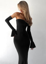 Off-Shoulder Long Sleeve Maxi Dress