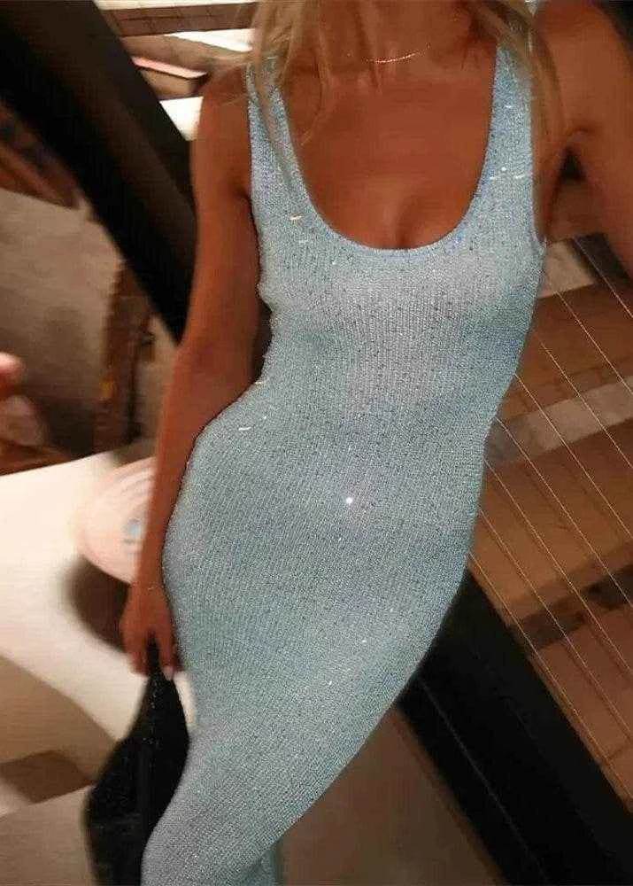 Sequin Off-Shoulder Maxi Dress - Stylbelle