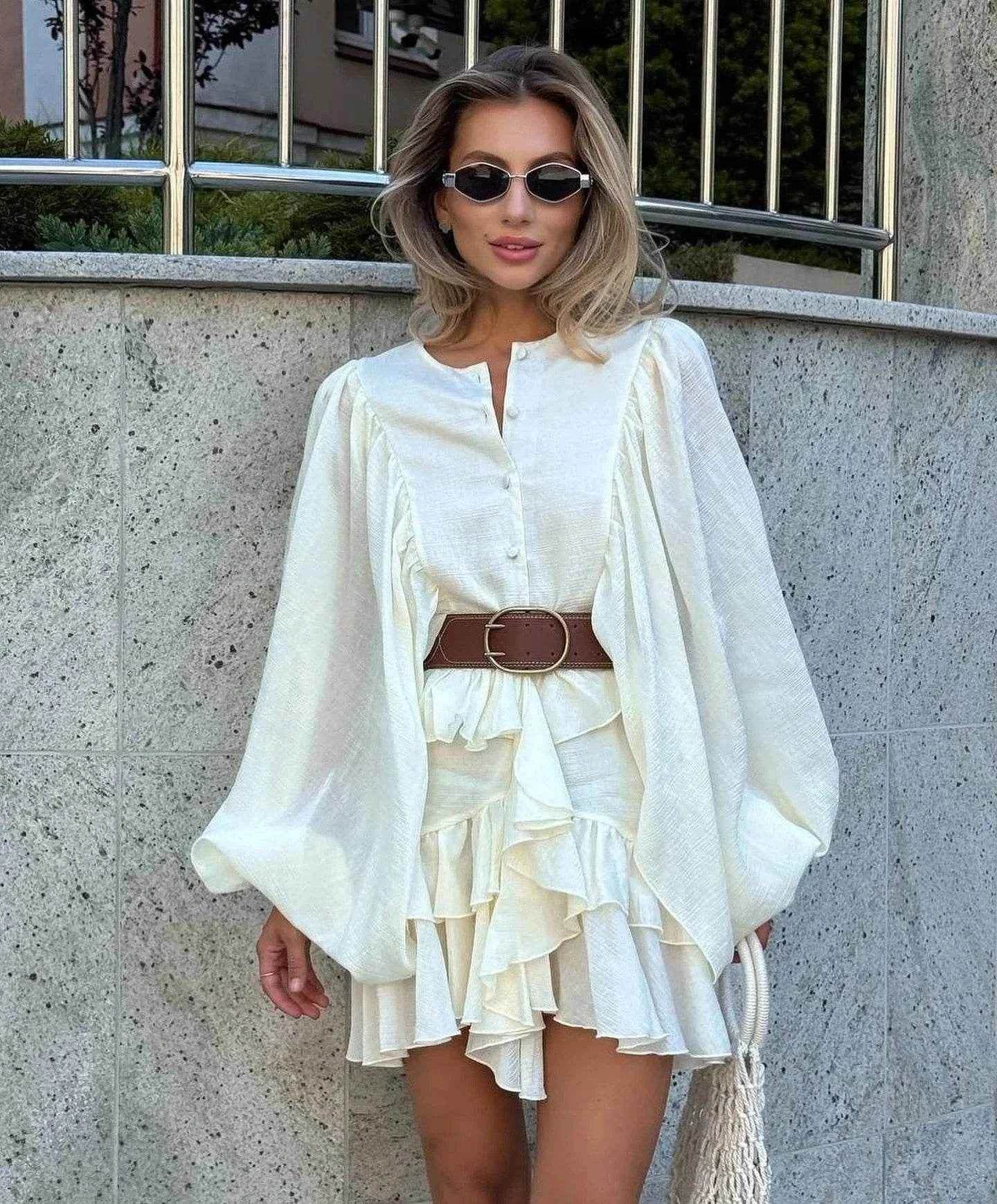 Elegant Floral Ruffle Mini Dress - Stylbelle