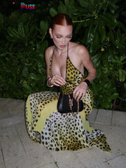 Leopard Print Halter Maxi Dress
