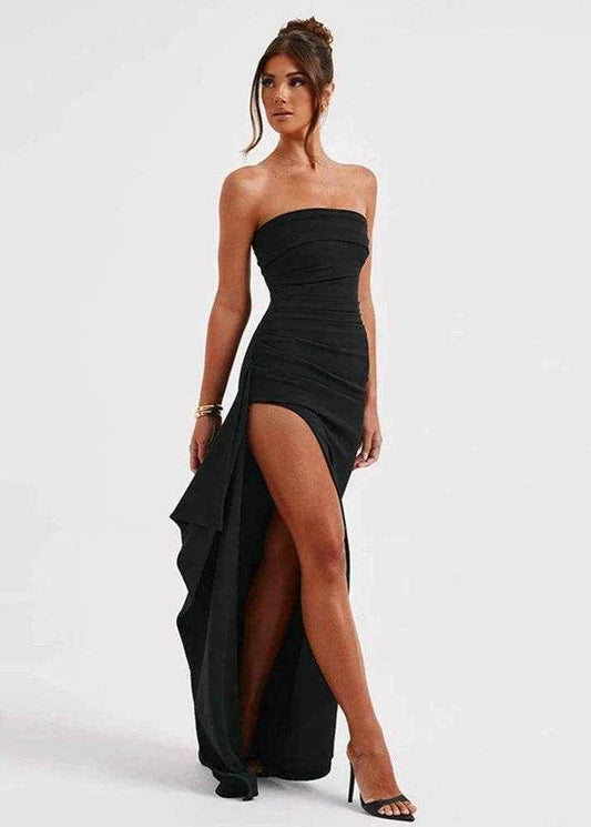 Strapless Backless High Slit Maxi Dress - Stylbelle
