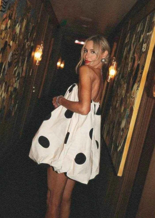 Polka Dot Strapless Mini Dress - Stylbelle