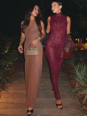 Midnight Mesh Maxi Dress