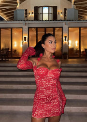 Lace Halter Prom Dress