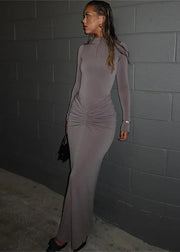 Patchwork Pleated Maxi Dress