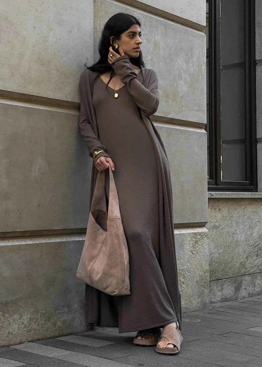 Rosé Knit Maxi Set - Stylbelle